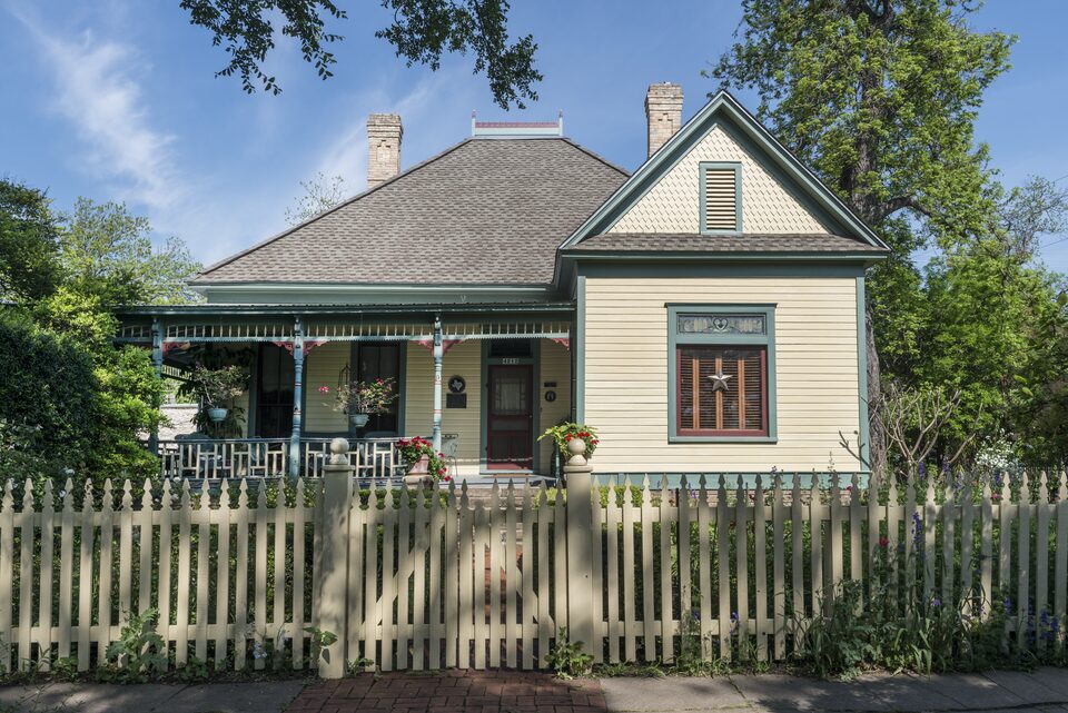 A cottage on a residential street in the Hyde Park neighborhood of Austin
